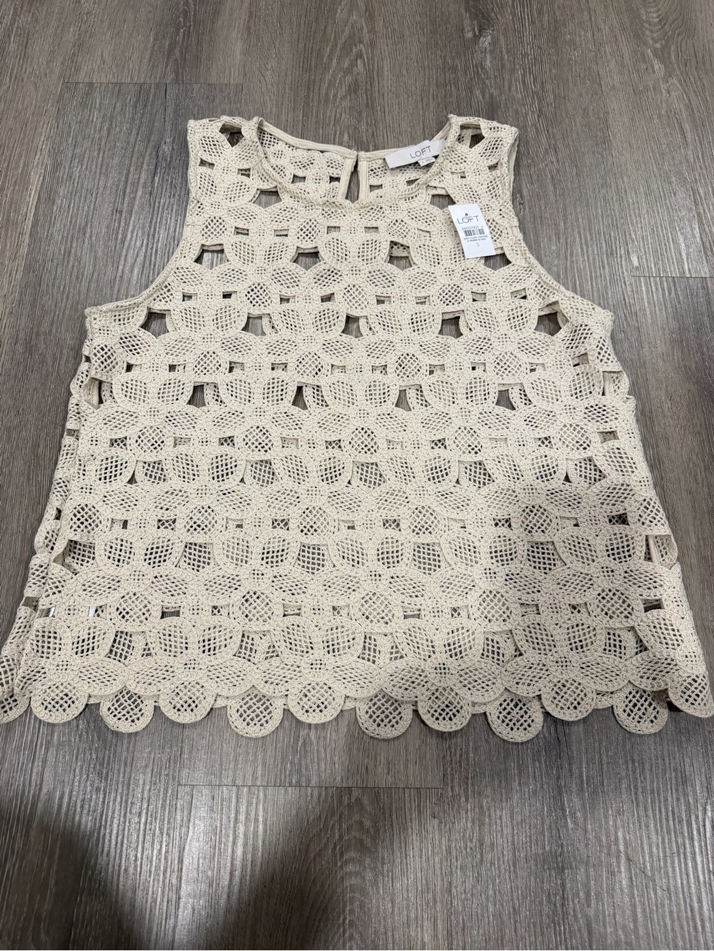 LOFT Cream Crochet Tank Shell Top